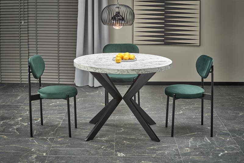 Poze Masa extensibila Peroni marmura alba/negru - L100-250 cm