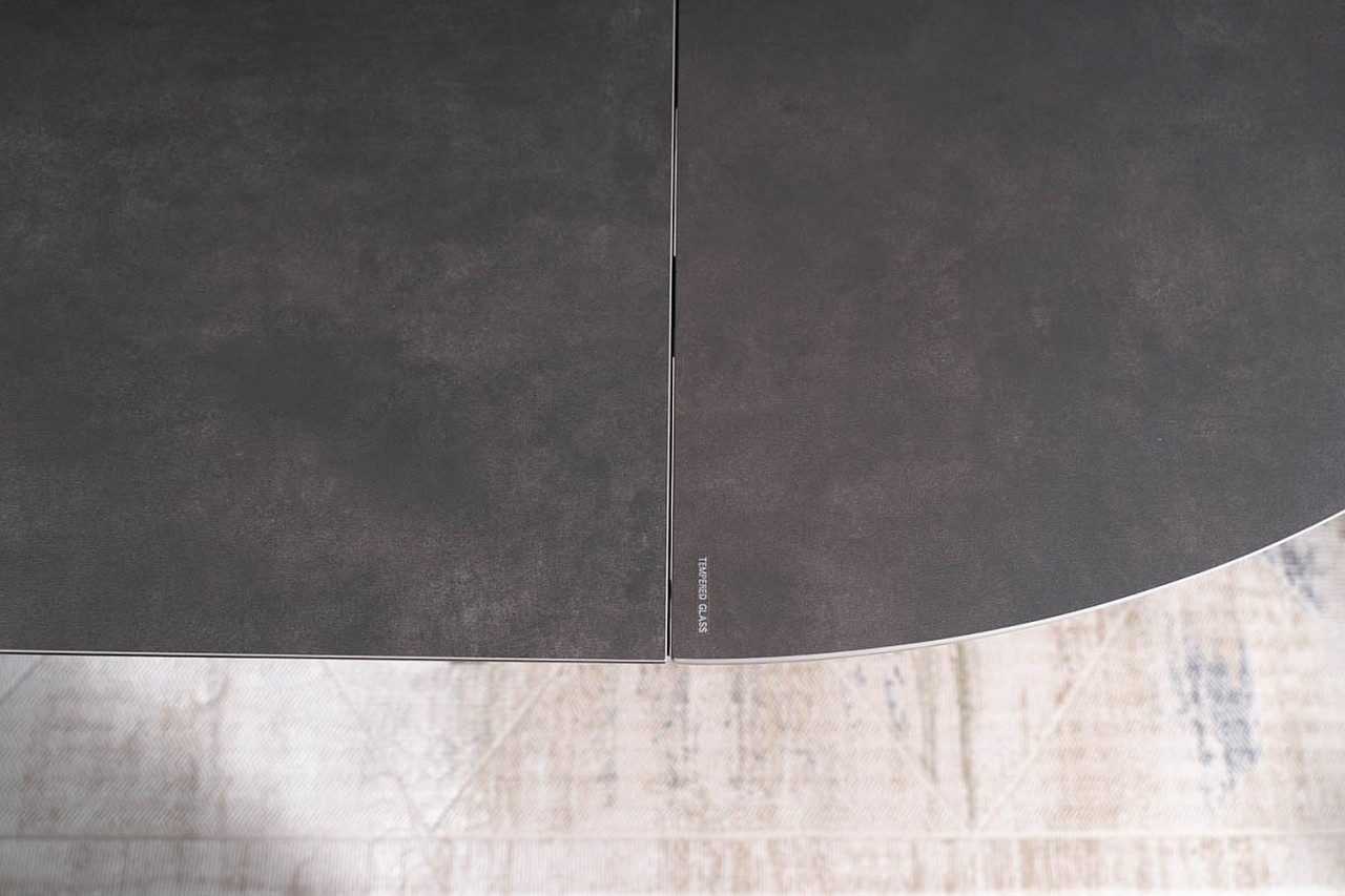 Poze Masa extensibila Porto Ceramica gri inchis/negru mat – L120-160 cm