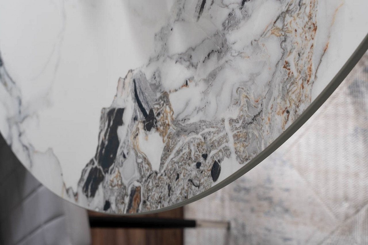 Poze Masa rotunda Murano Ceramica marmura alba/crom - ø120 / h76 cm