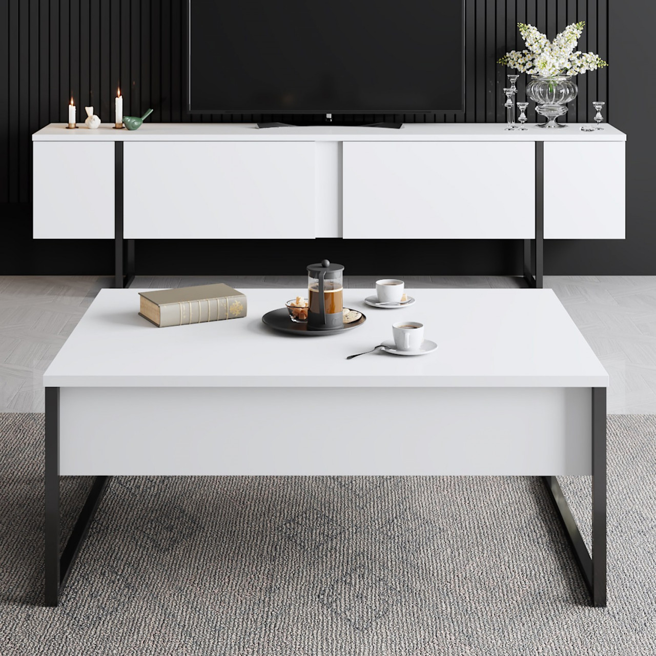 Poze Masuta de cafea Luxe alb/negru