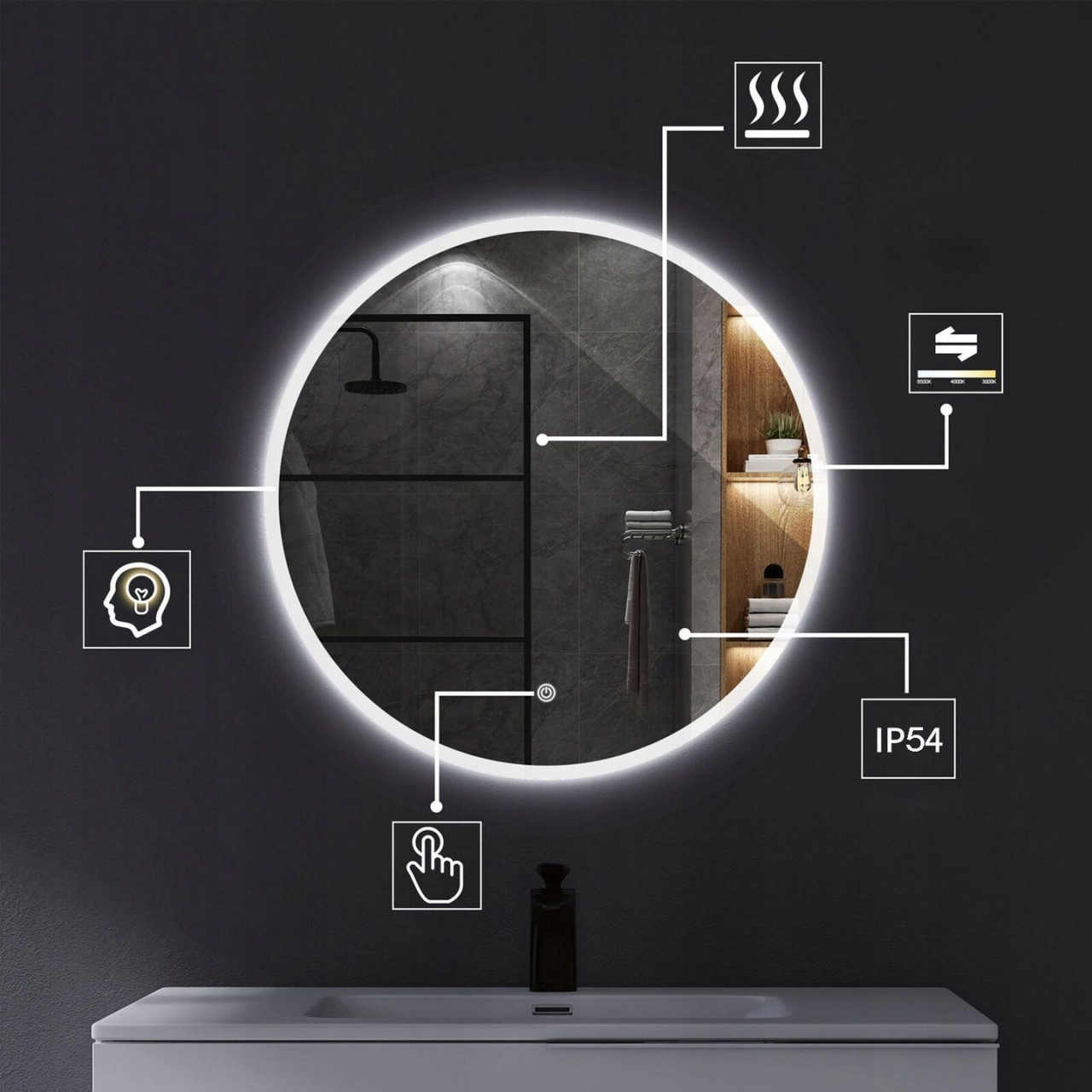 Poze Oglinda LED 90cm HZJ090