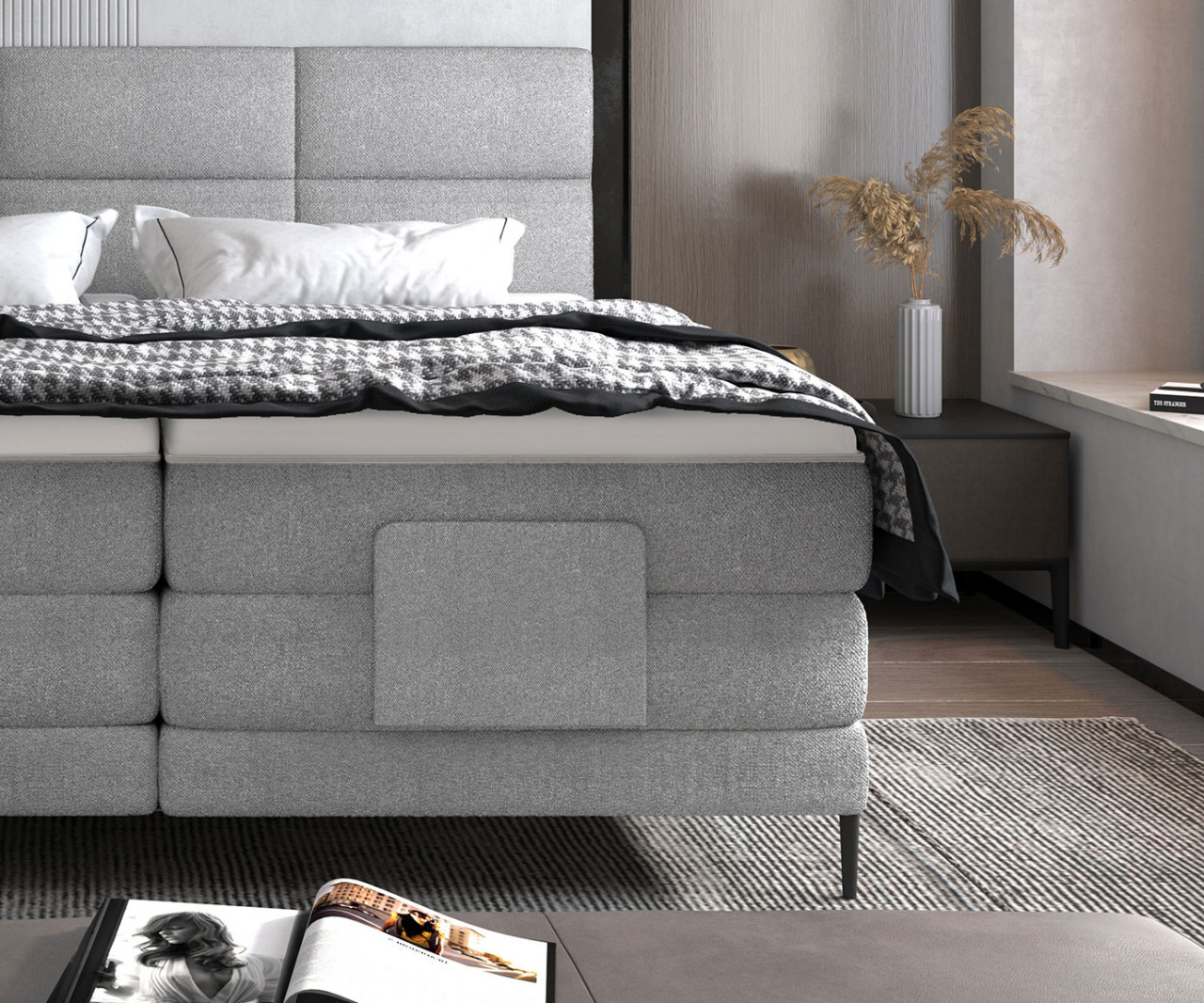 Poze Pat tapitat boxspring Carlo 140x200 cm