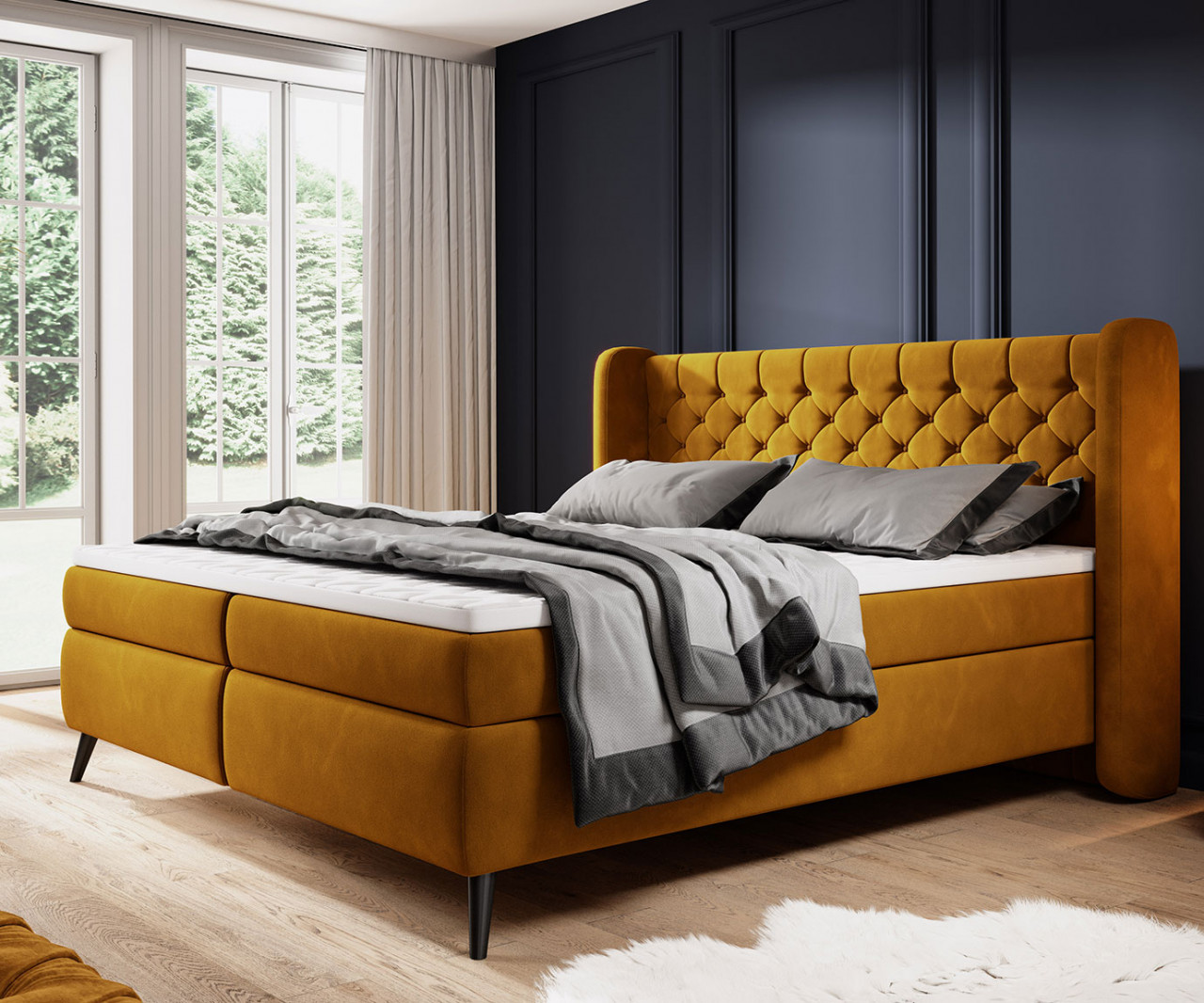 Poze Pat tapitat boxspring Madison 180x200 cm