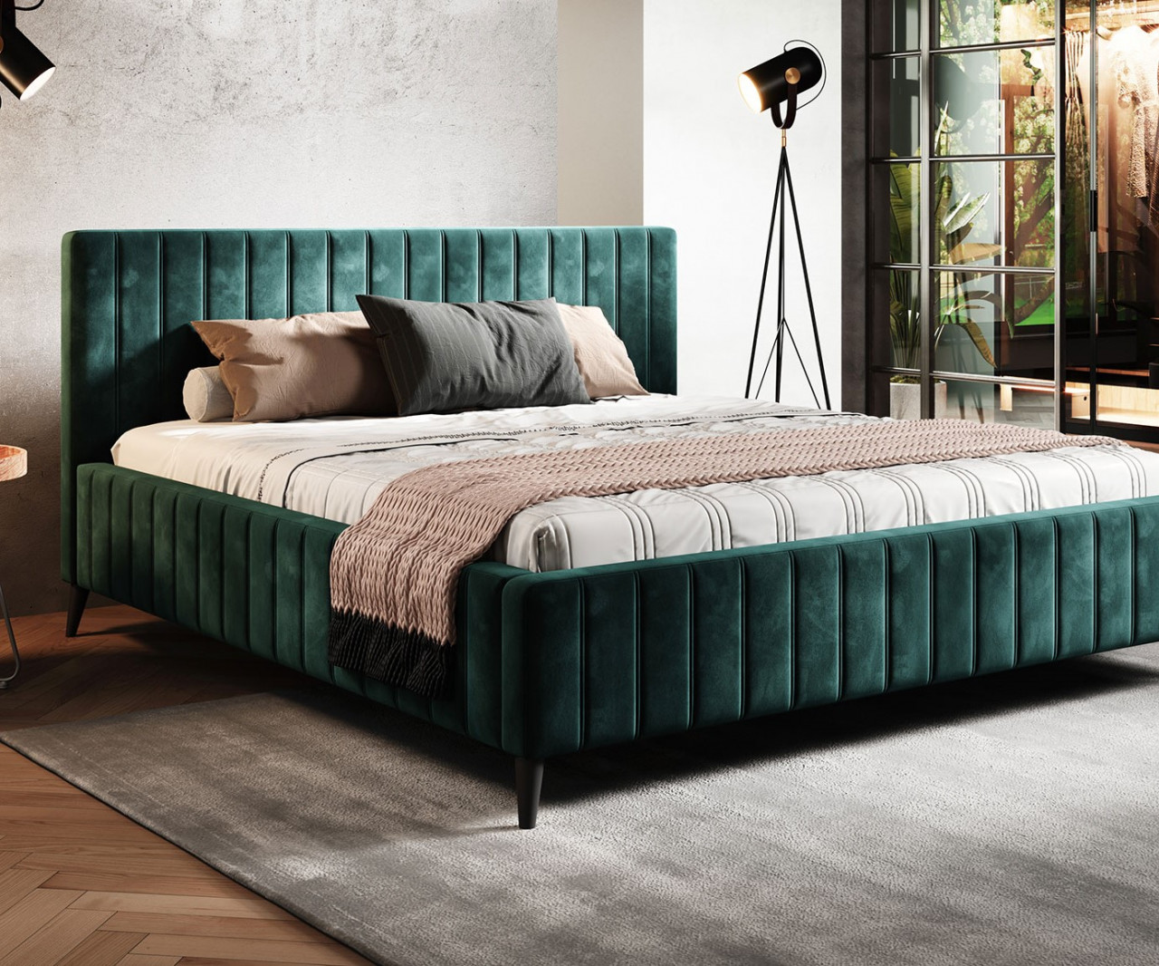Poze Pat tapitat boxspring Maggie 140x200 cm