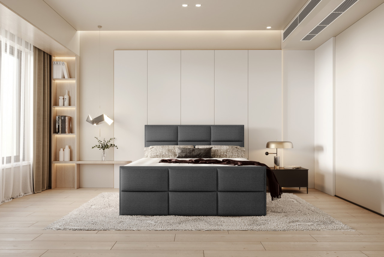 Poze Pat tapitat boxspring Melva 140x200 cm