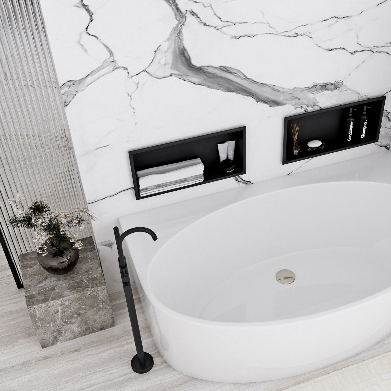 Poze Raft incastrat pentru baie 30x45 negru mat