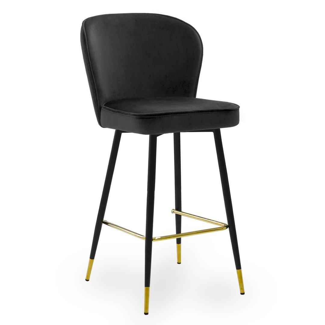 Poze Scaun de bar Aine negru picioare negru/gold - H70 cm