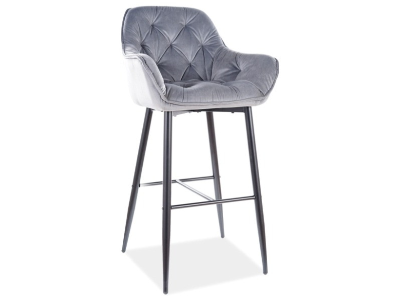 Poze Scaun de bar Cherry Velvet H-1 Gri – H105 cm