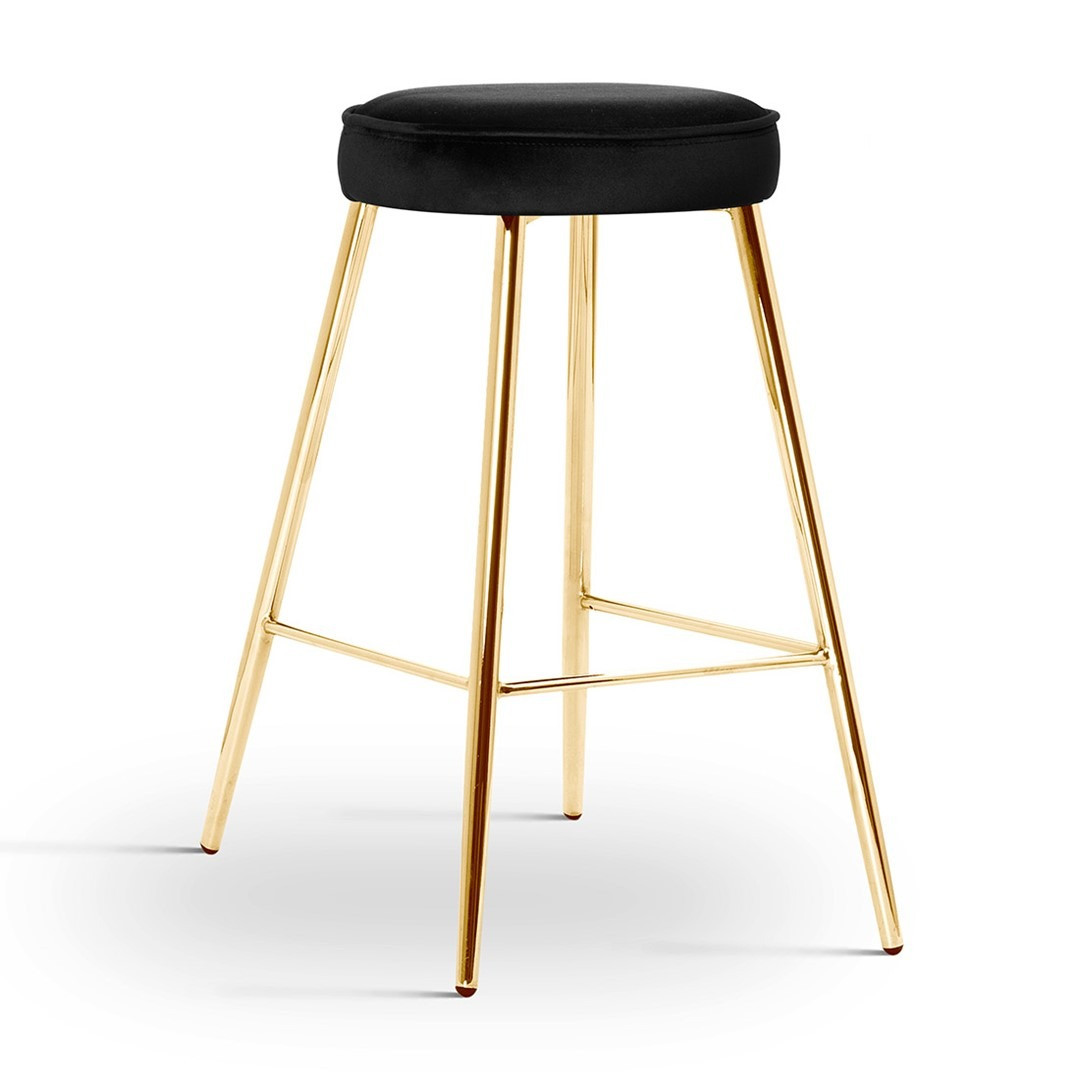 Scaun de bar Circo negru picioare gold - H65 cm