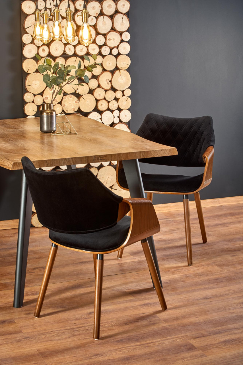 Poze Scaun K396 material catifea negru nuc