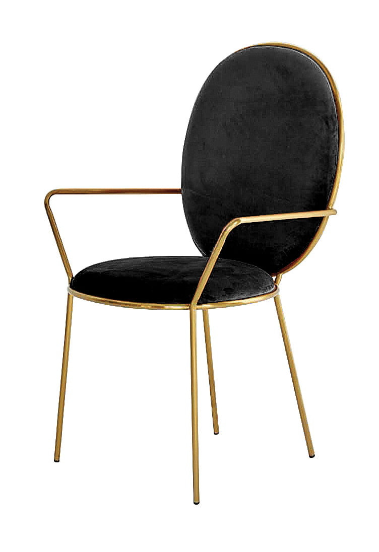 Poze Scaun tapitat Etienne negru/gold – H95 cm
