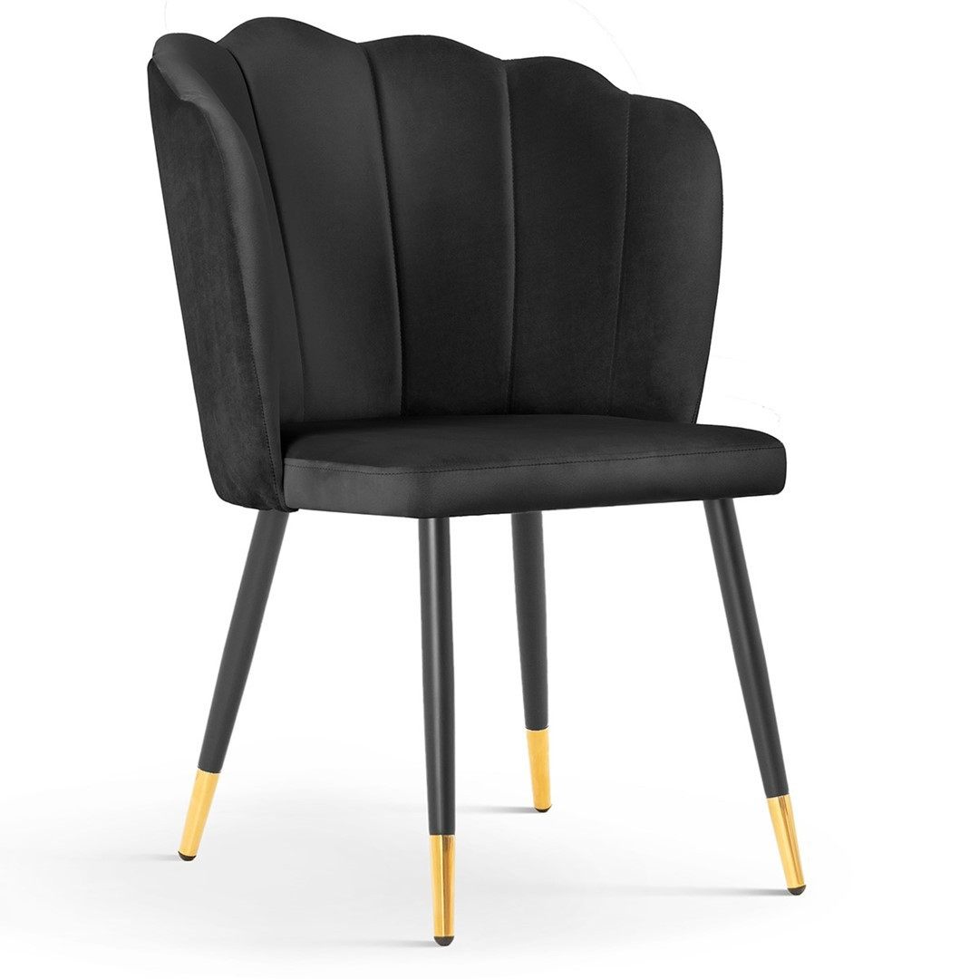 Poze Scaun tapitat Hilton negru picioare negru/gold - H88 cm