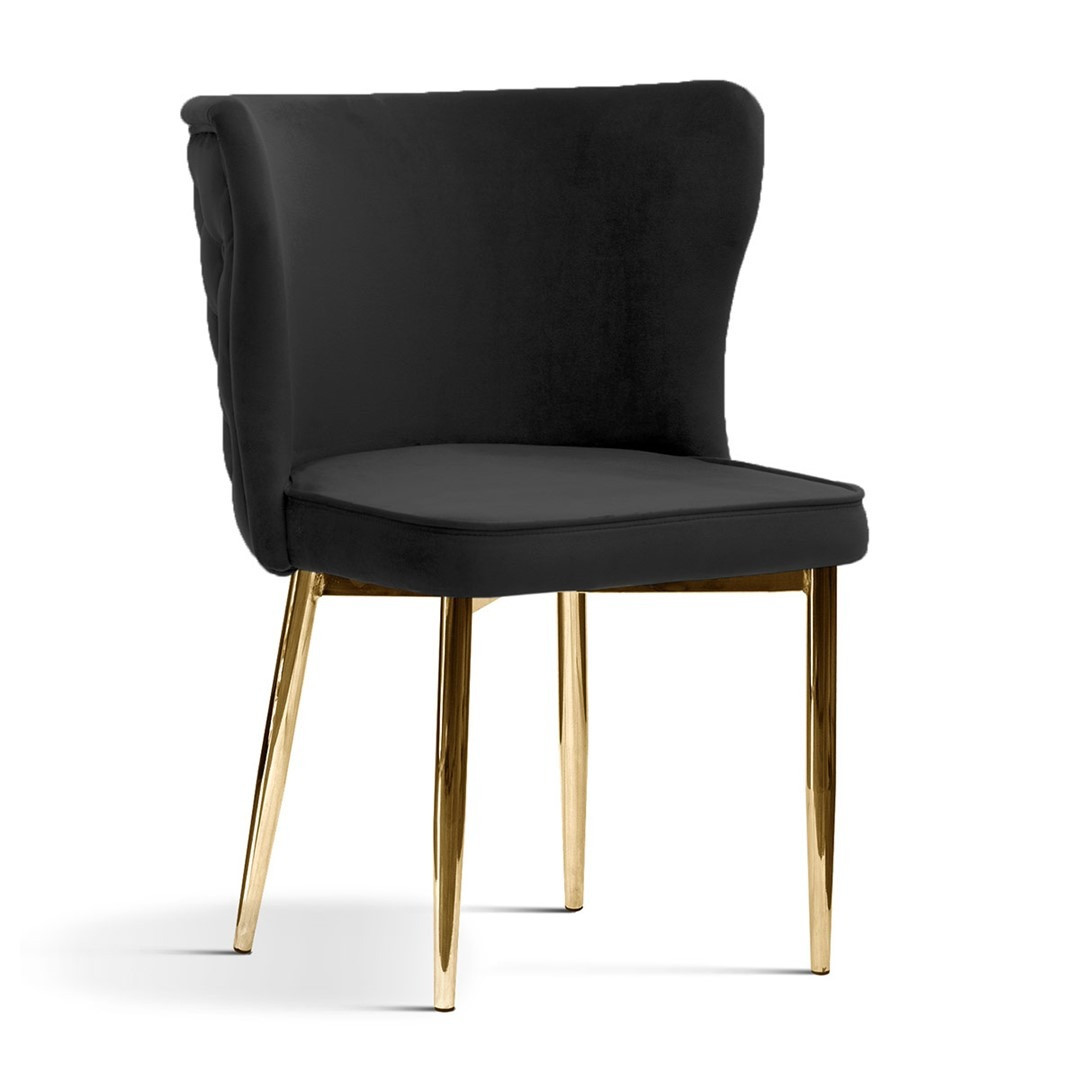 Poze Scaun tapitat Modena negru picioare gold - H86 cm