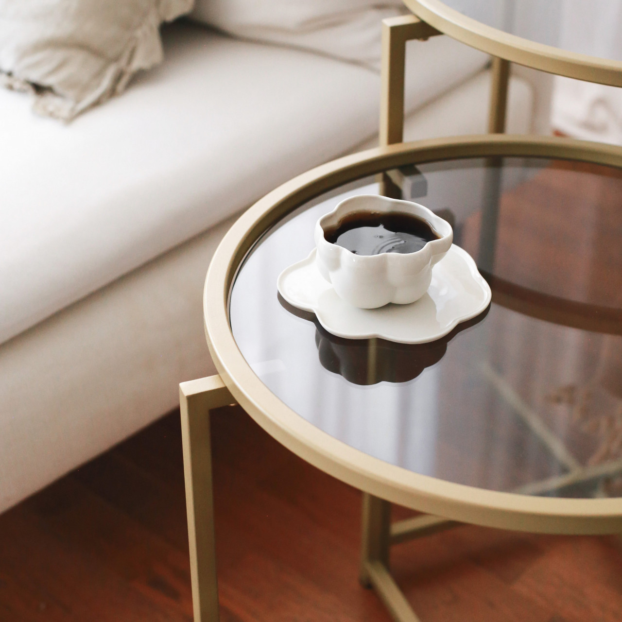 Poze Set 2 masute de cafea S406 transparent / auriu