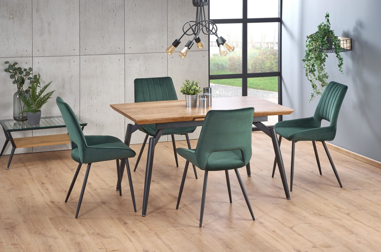 Poze Set masa extensibila Cambell L140-180 + 4 scaune K404 velvet verde