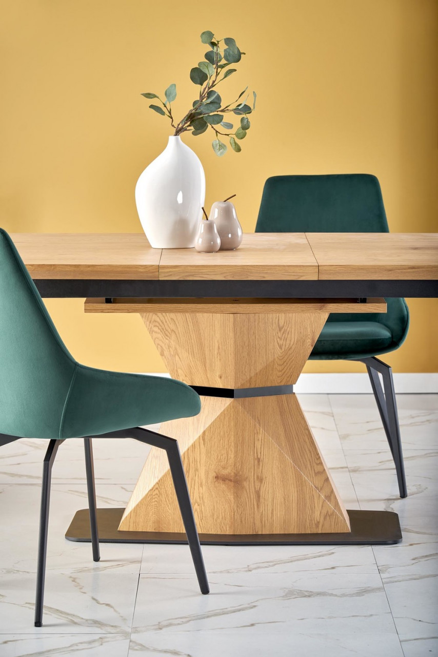 Poze Set masa extensibila Diamond L160-200 cm + 4 scaune K479 velvet verde