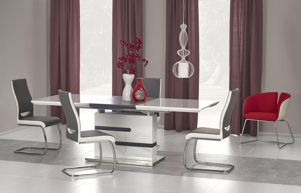 Poze Set masa extensibila Monaco L160-220 cm + 4 scaune K259 gri/alb