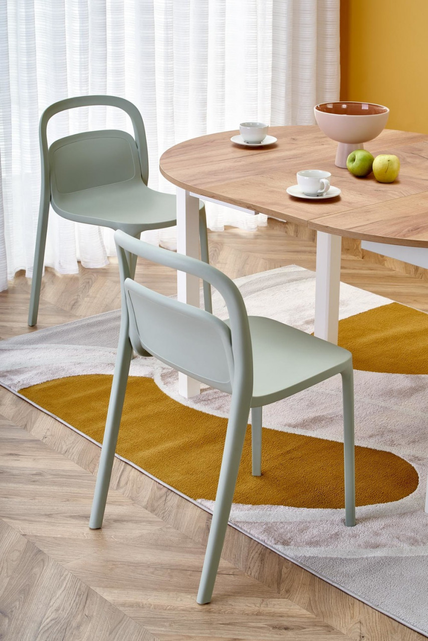 Poze Set masa extensibila Ringo stejar artizan/alb L102-142 cm + 2 scaune K490 alb + 2 scaune K490 menta