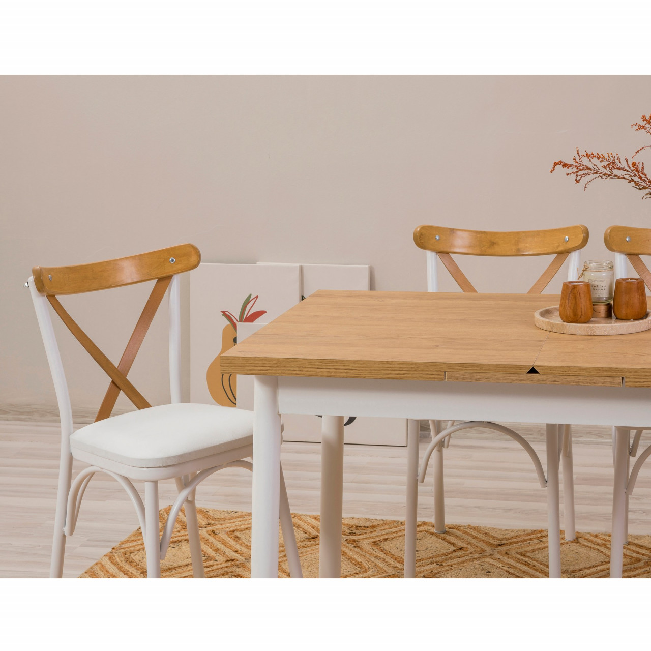 Poze Set masa extensibila si scaune (5 piese) OLİVER AÇL.KARİNA - WHİTE
