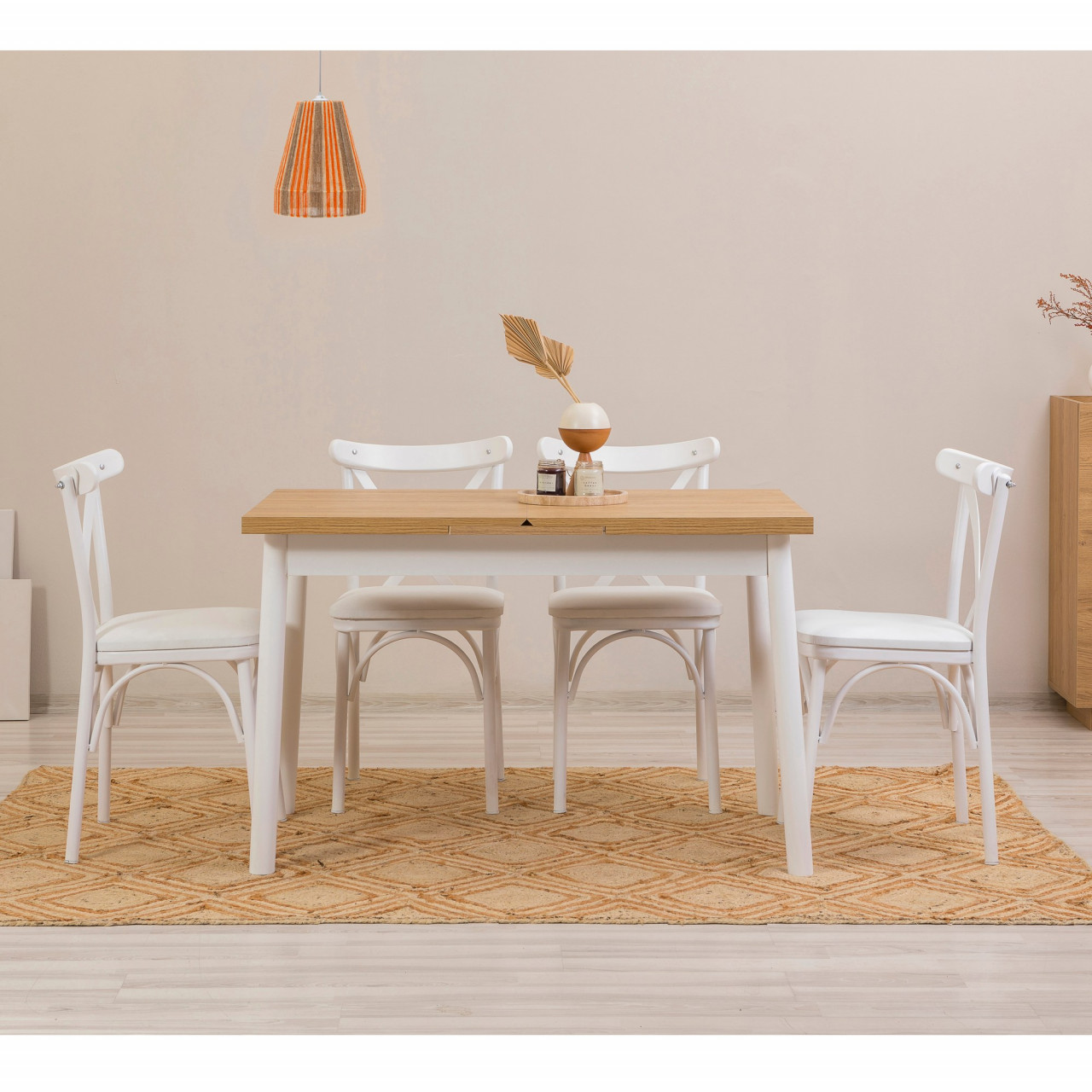 Poze Set masa extensibila si scaune (5 piese) OLİVER AÇL.WHİTE KARİNA-WHİTE