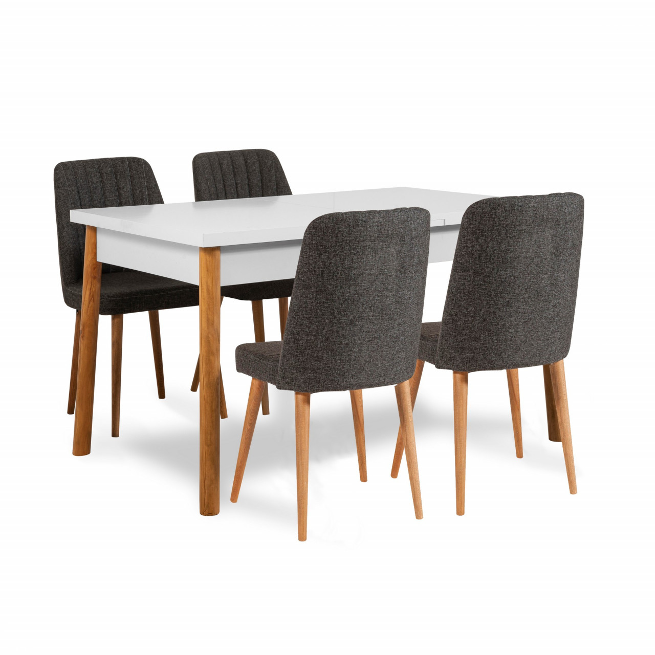 Poze Set masa extensibila si scaune (5 piese) Santiago White Anthracite
