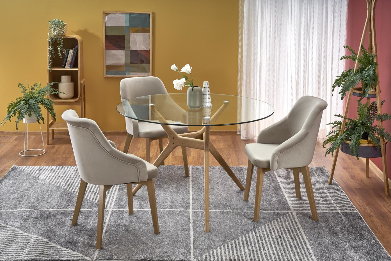 Poze Set masa rotunda Ashmore ø120 cm + 3 scaune Toledo 2 bej/stejar miere