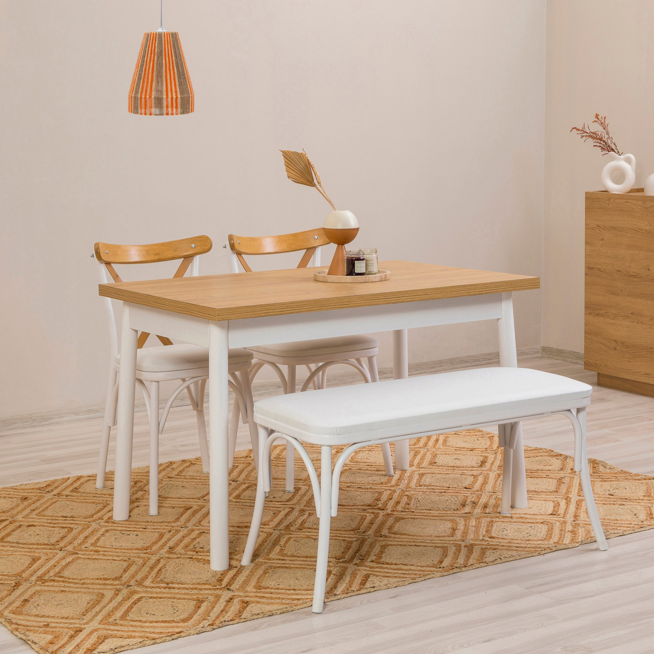 Poze Set masa si scaune (4 piese) OLİVER SBT WHİTE-KARİNA