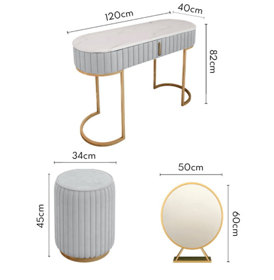 Poze Set masuta de toaleta si taburet Lille - H82 cm