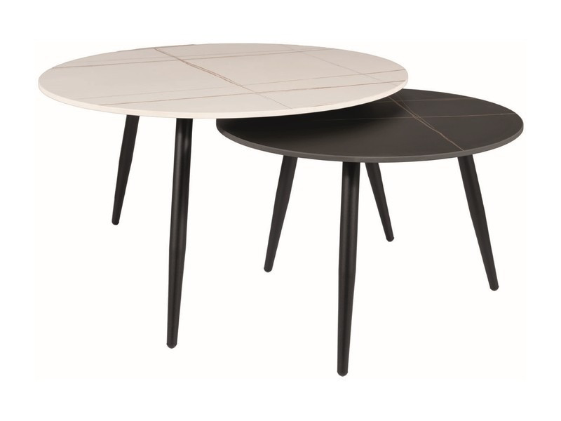 Set mese de cafea kora b – marmura alba+neagra