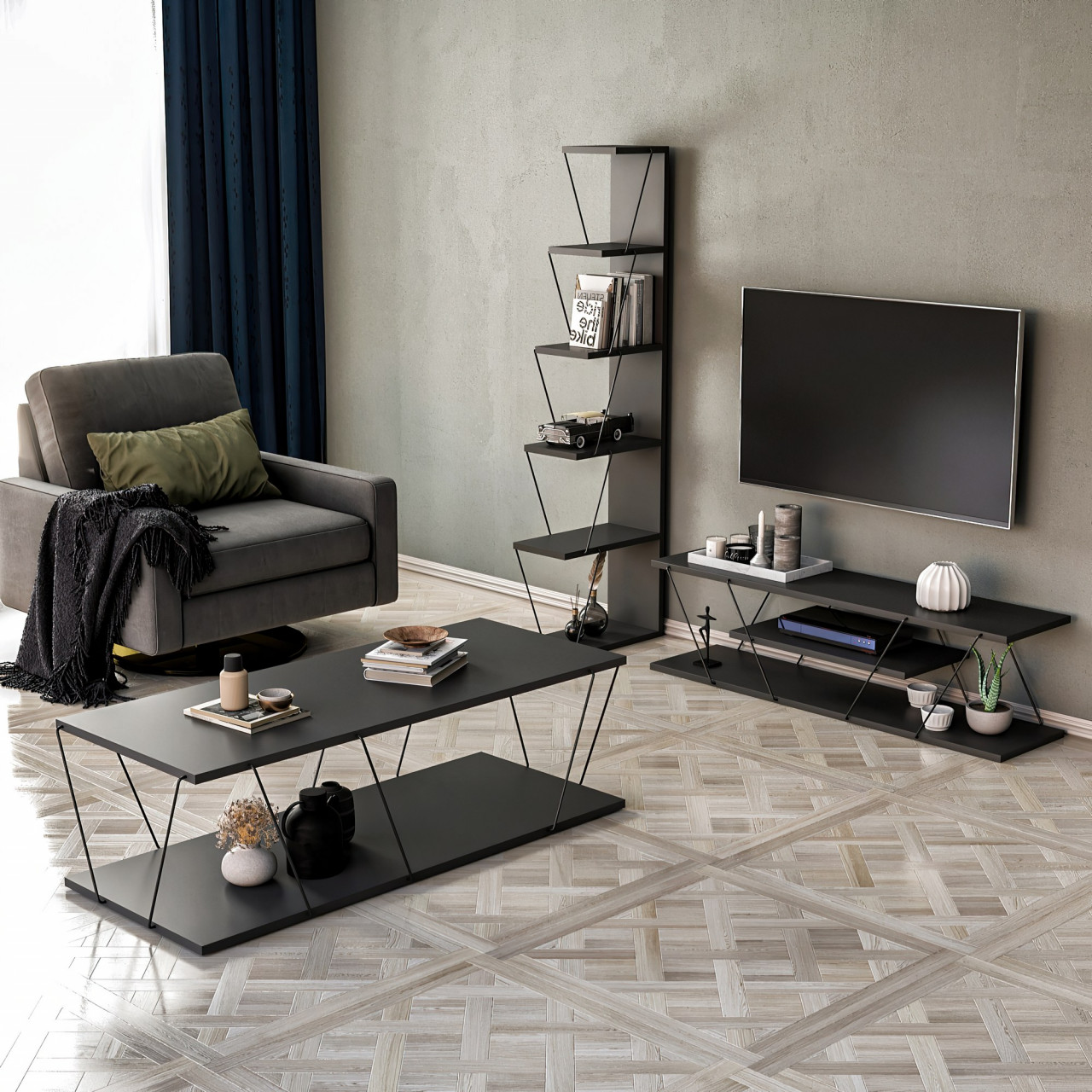 Poze Set mobilier living Epsilon antracit
