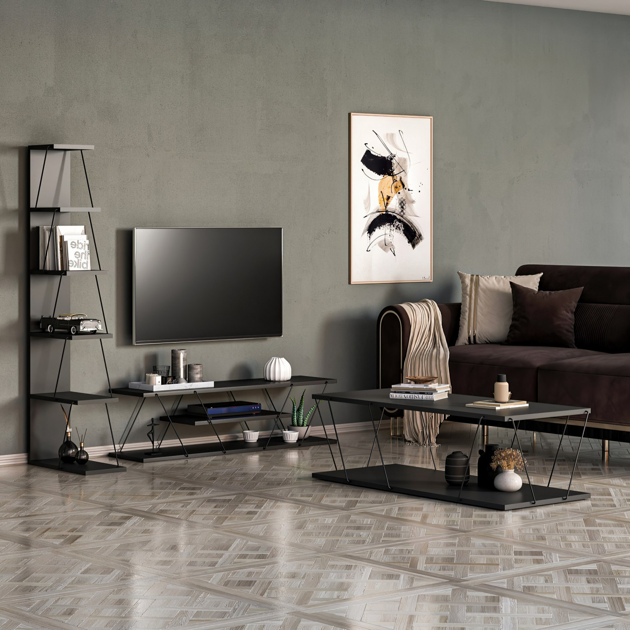 Poze Set mobilier living Epsilon antracit