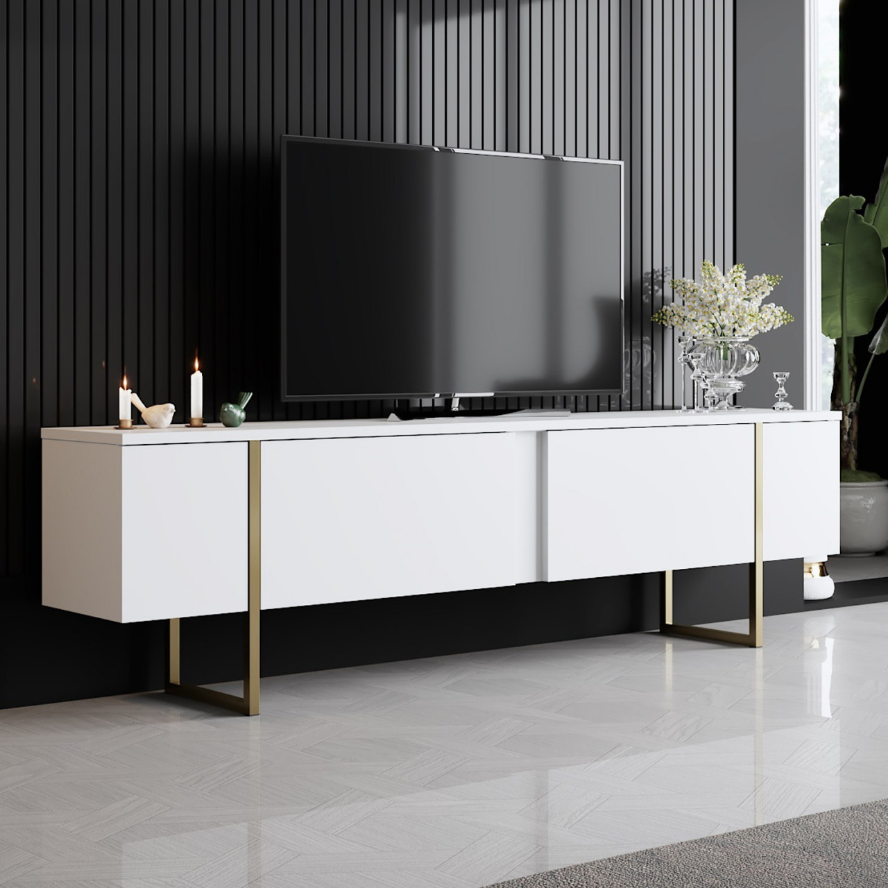 Poze Set mobilier living Luxe alb/auriu