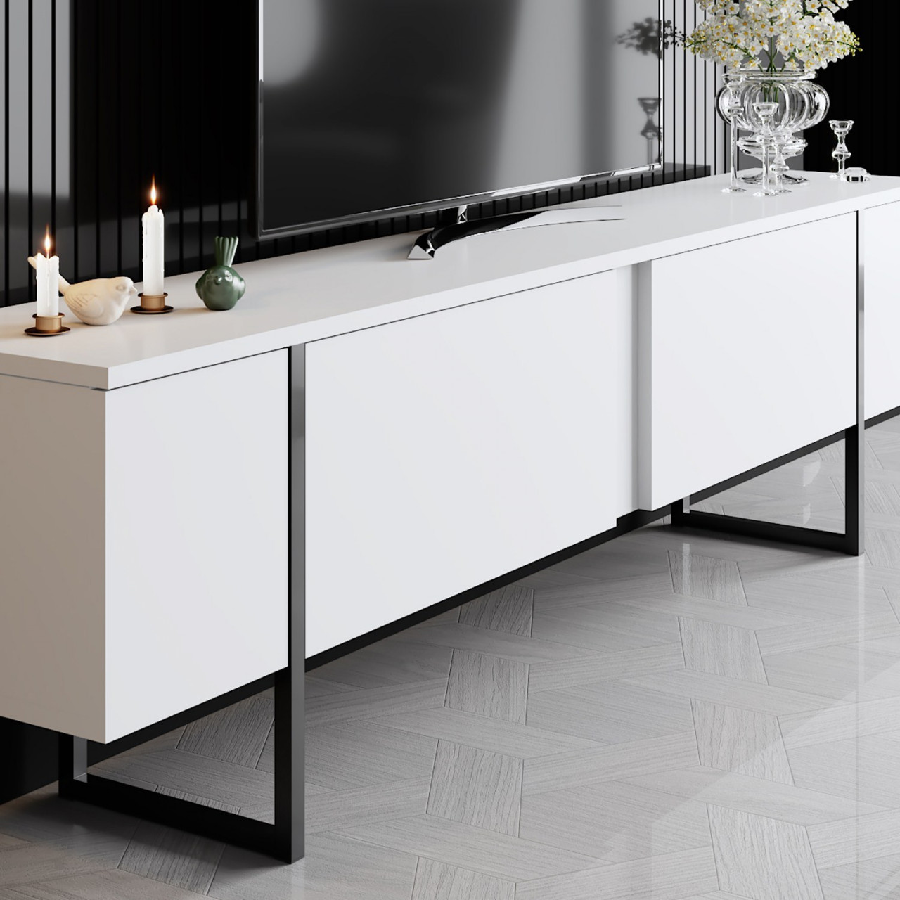 Poze Set mobilier living Luxe alb / negru
