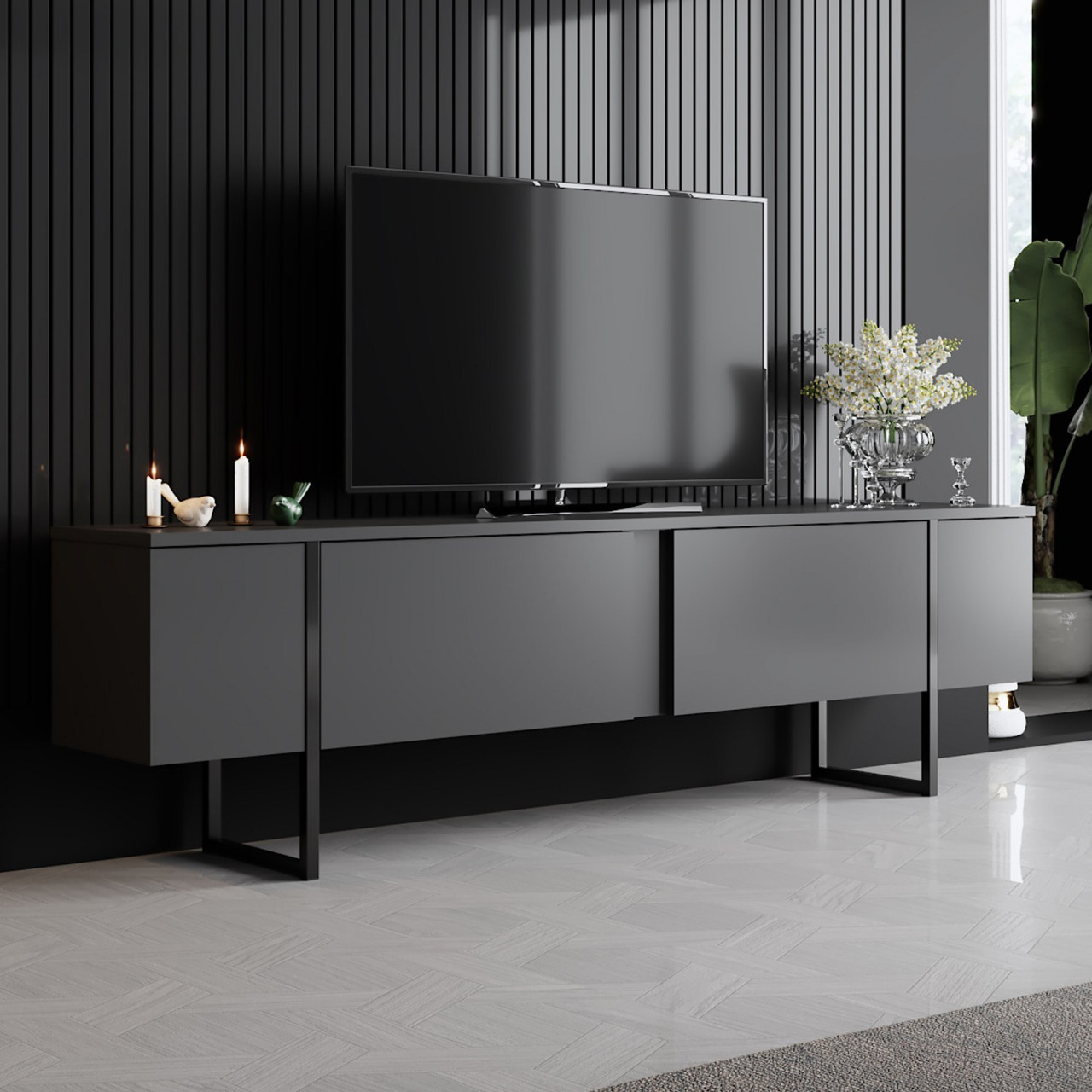 Poze Set mobilier living Luxe antracit/negru