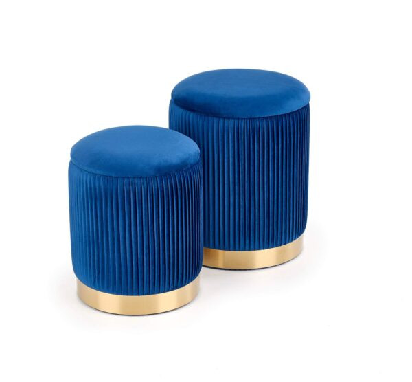 Set tabureti tapitati monty albastru / gold