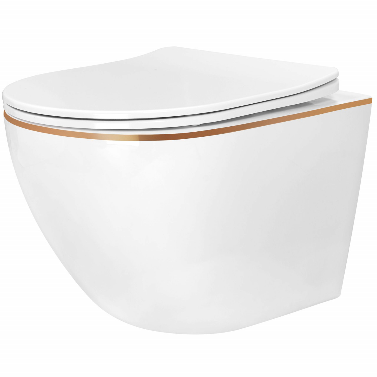 Poze Set vas wc Carlo Mini Flat + bideu Carlo Mini alb/auriu