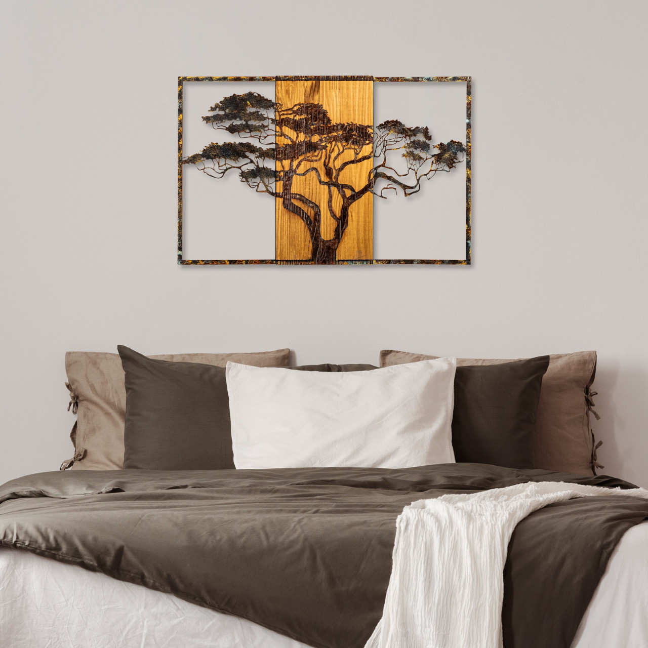 Poze Accesoriu decorativ de perete din lemn Acacia Tree - 388-A