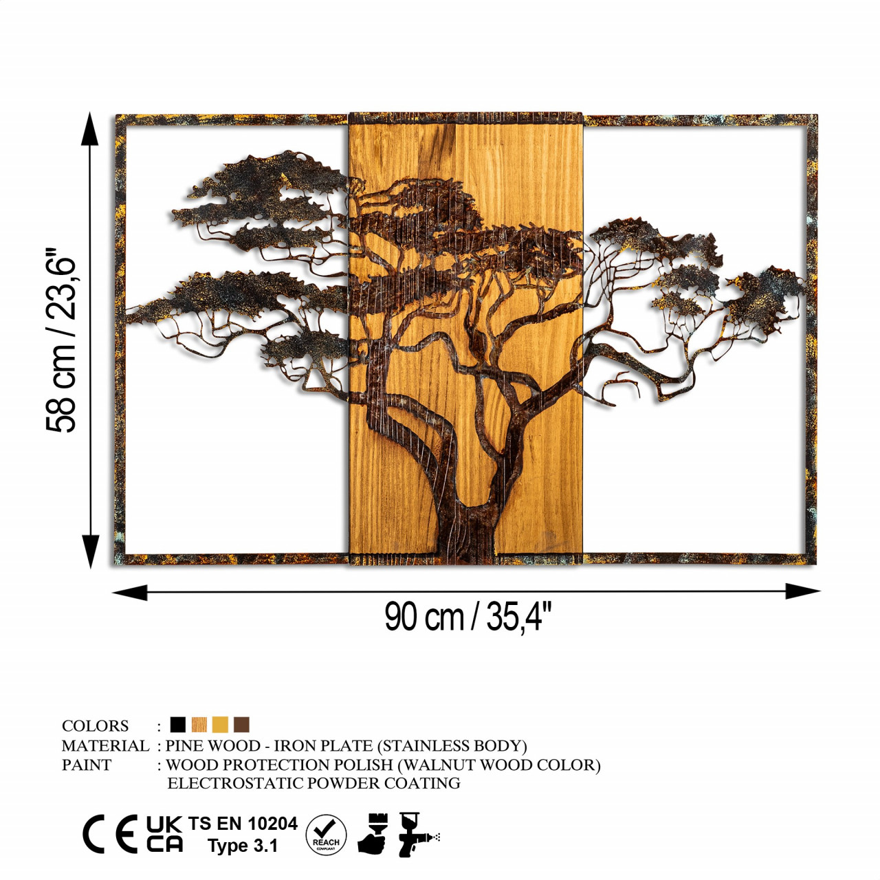 Poze Accesoriu decorativ de perete din lemn Acacia Tree - 388-A