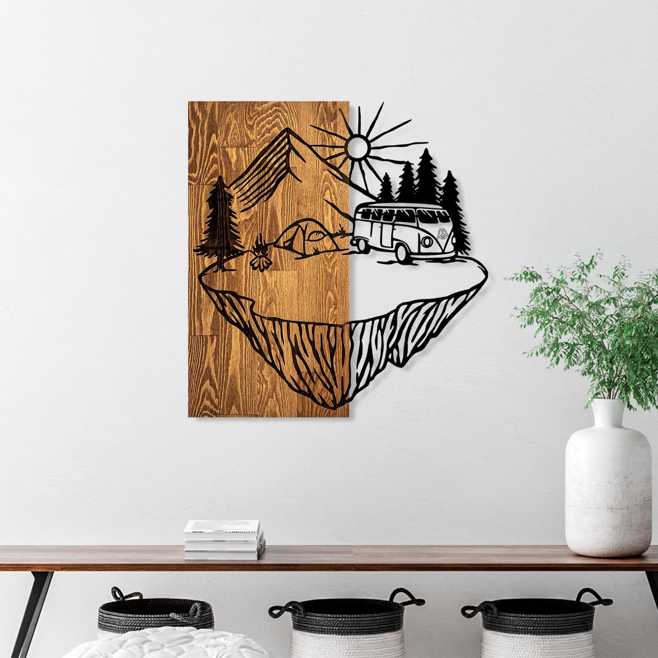 Poze Accesoriu decorativ de perete din lemn Camp life