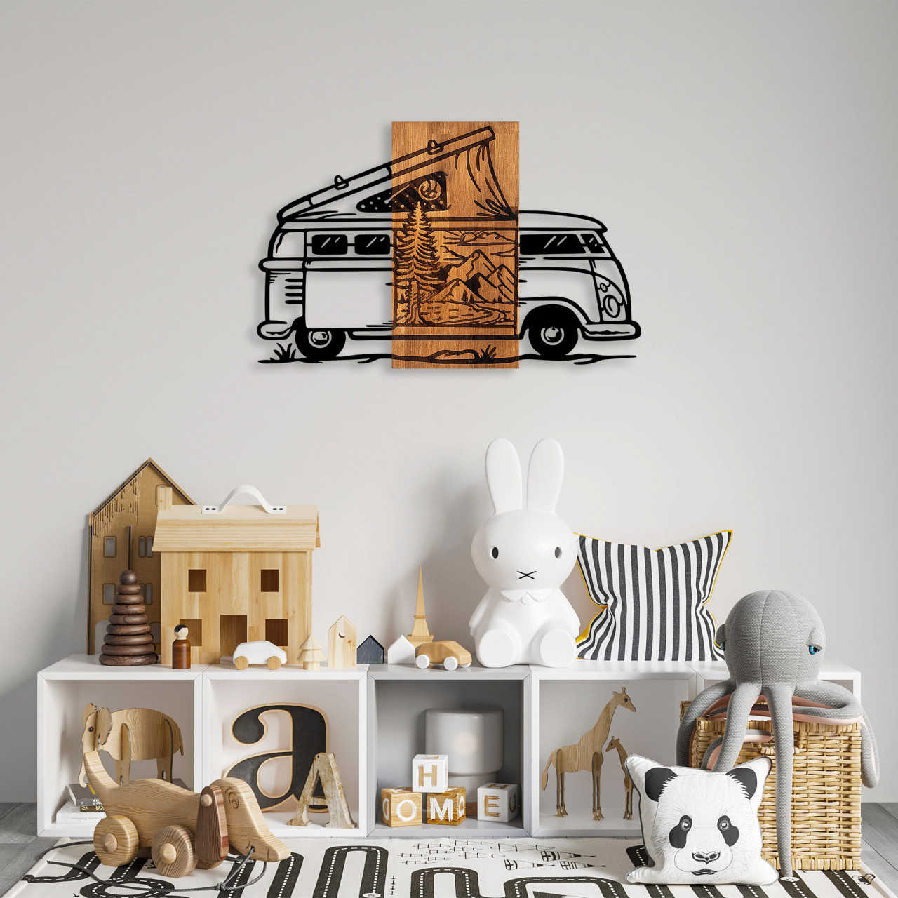 Poze Accesoriu decorativ de perete din lemn Caravan holiday - 379