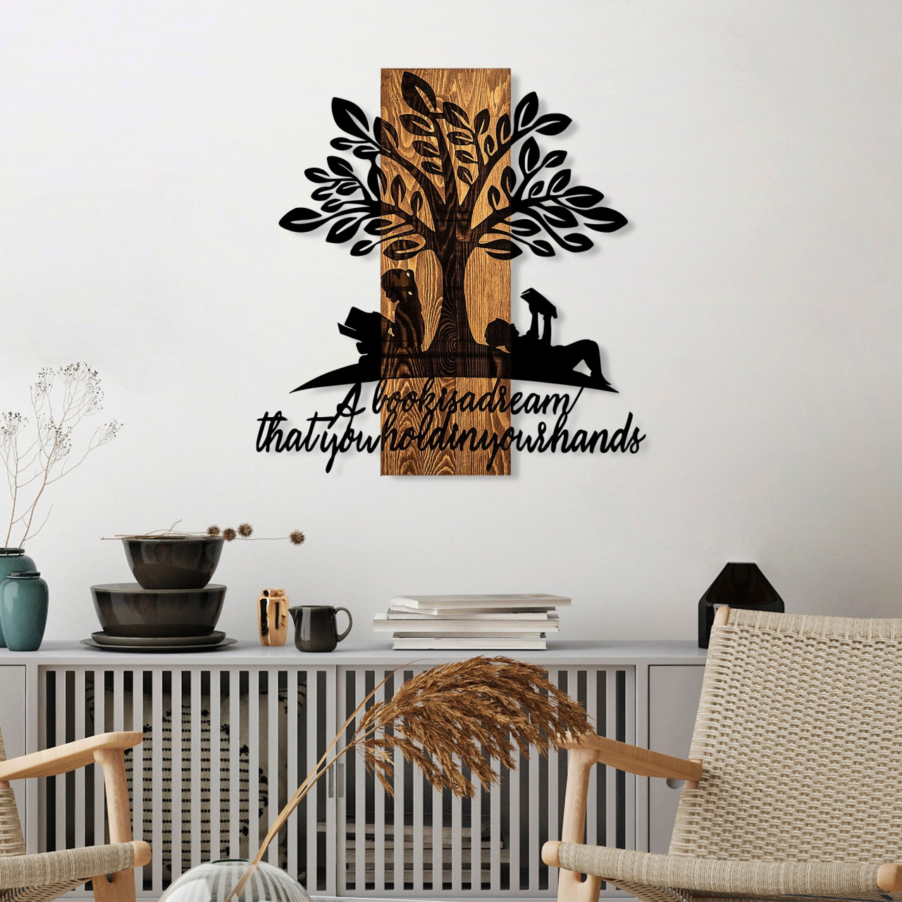 Poze Accesoriu decorativ de perete din lemn Dream nuc/negru