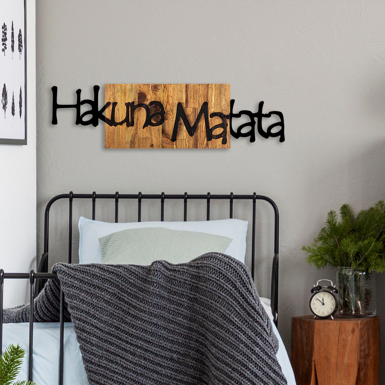 Poze Accesoriu decorativ de perete din lemn Hakuna Matata 4