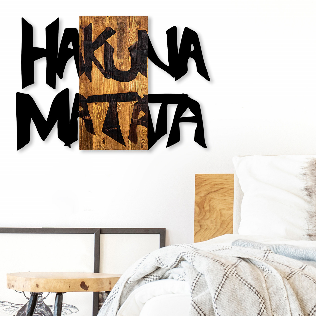 Poze Accesoriu decorativ de perete din lemn Hakuna Matata 5