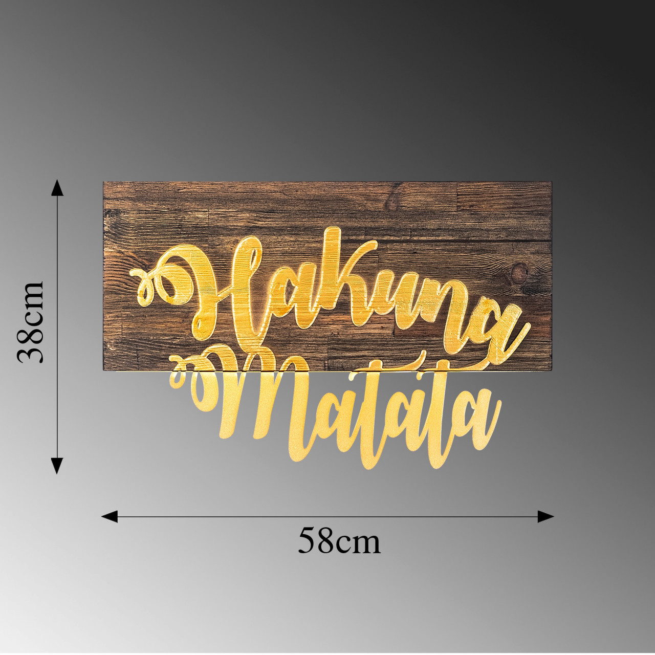 Poze Accesoriu decorativ de perete din lemn Hakuna Matata decor auriu