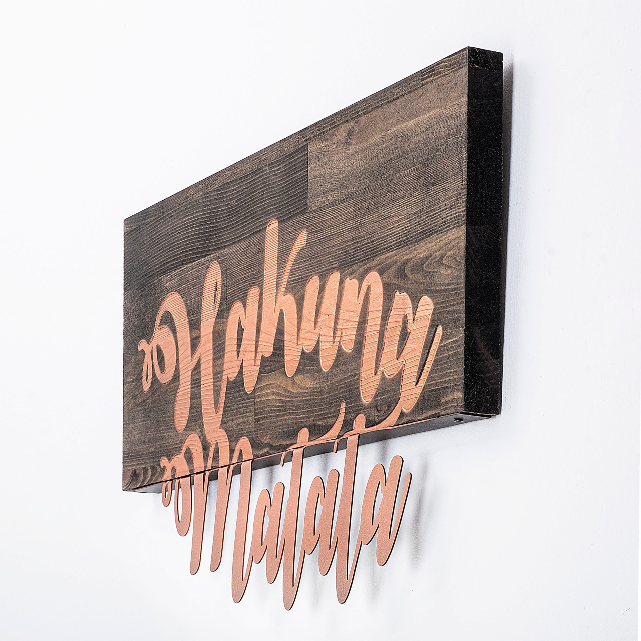 Poze Accesoriu decorativ de perete din lemn Hakuna Matata metal decor copper