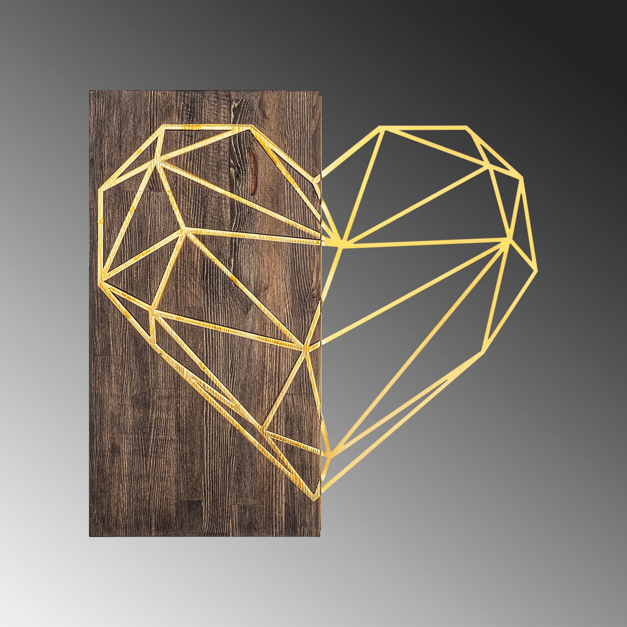 Poze Accesoriu decorativ de perete din lemn Heart auriu