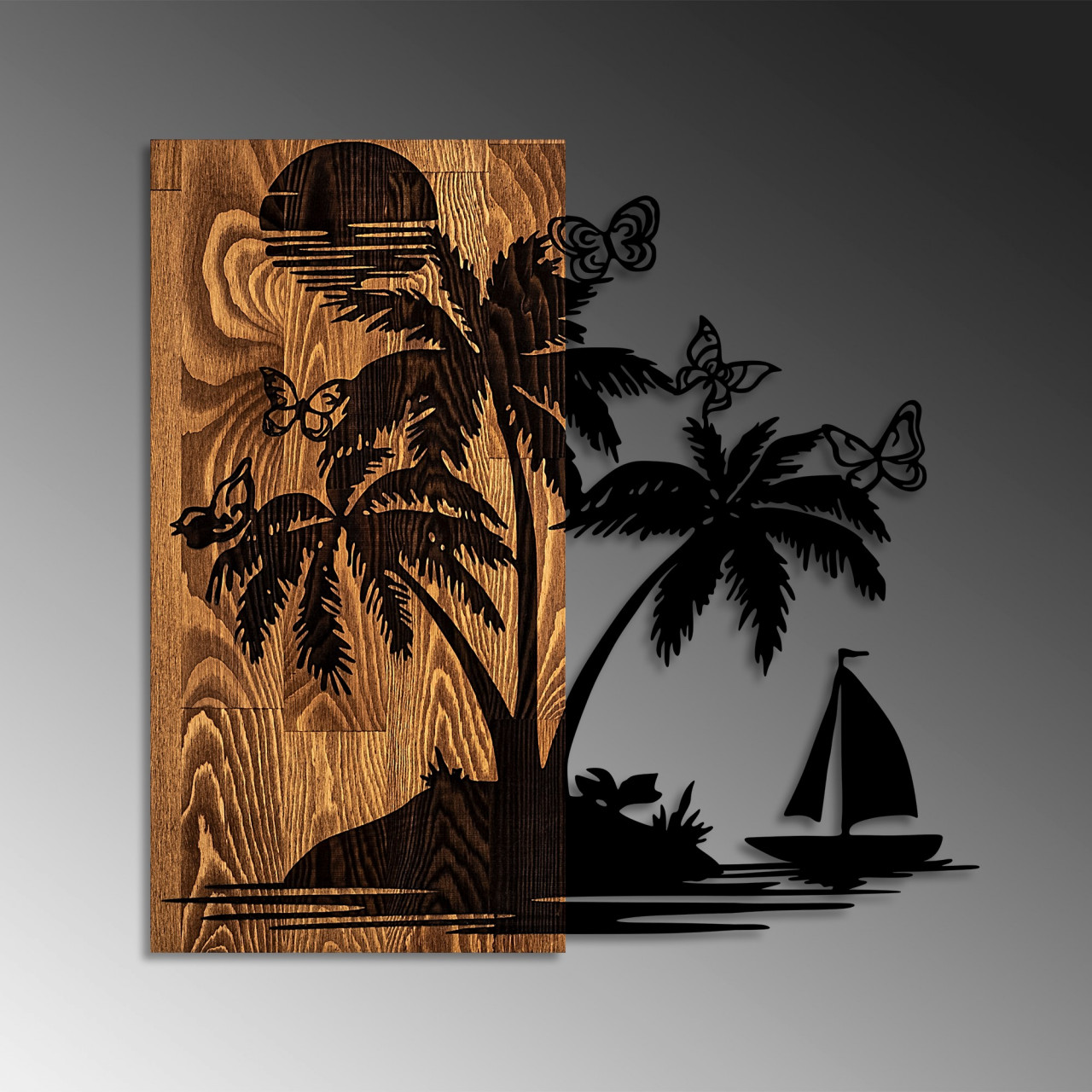 Poze Accesoriu decorativ de perete din lemn Holiday island