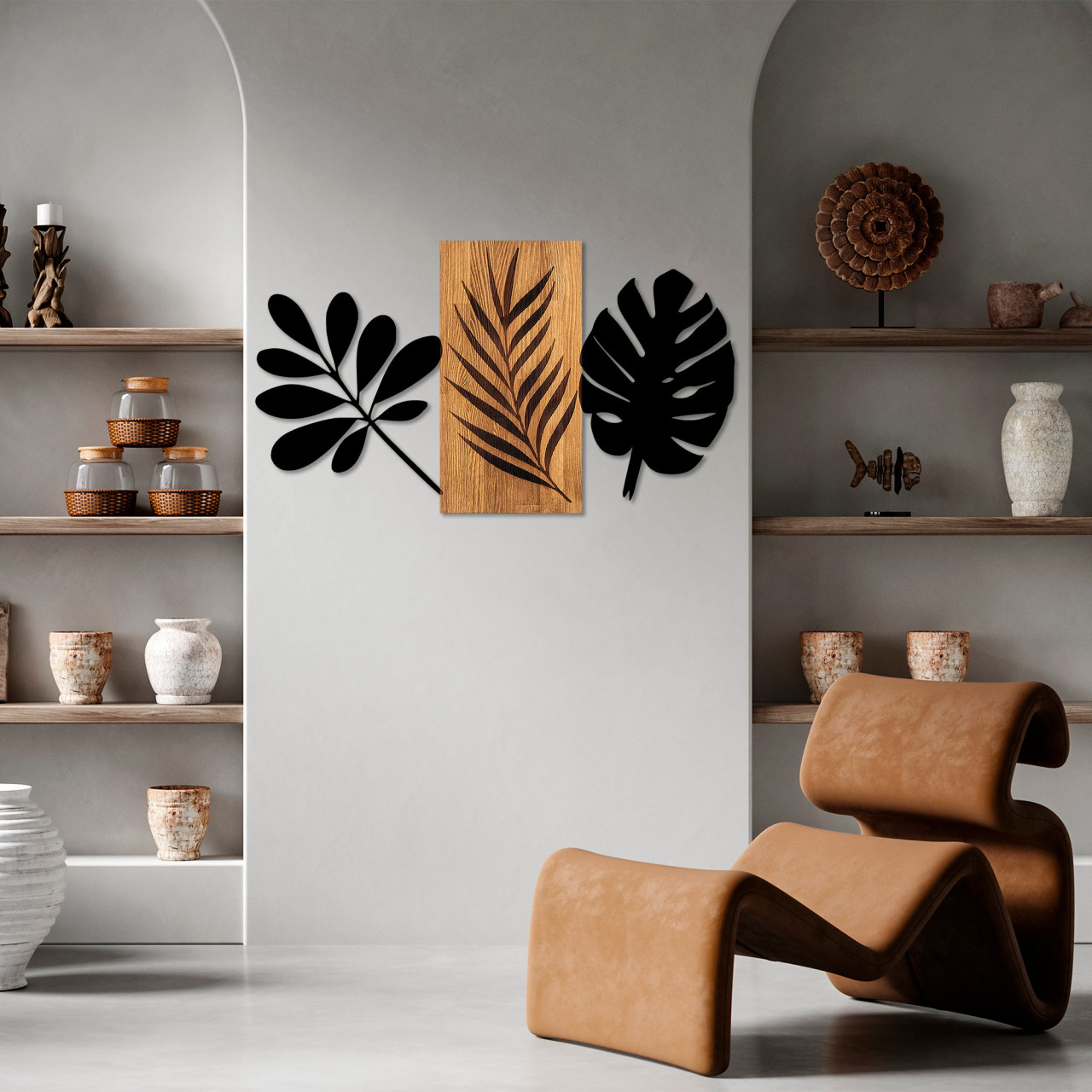 Poze Accesoriu decorativ de perete din lemn Leaves 3