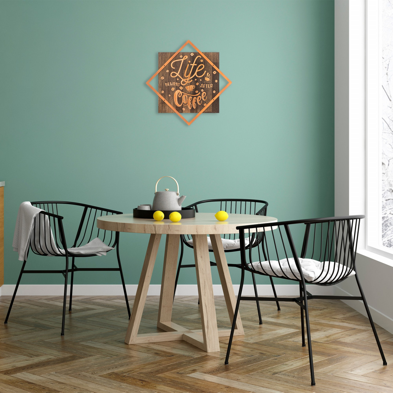 Poze Accesoriu decorativ de perete din lemn - Life begins after coffee
