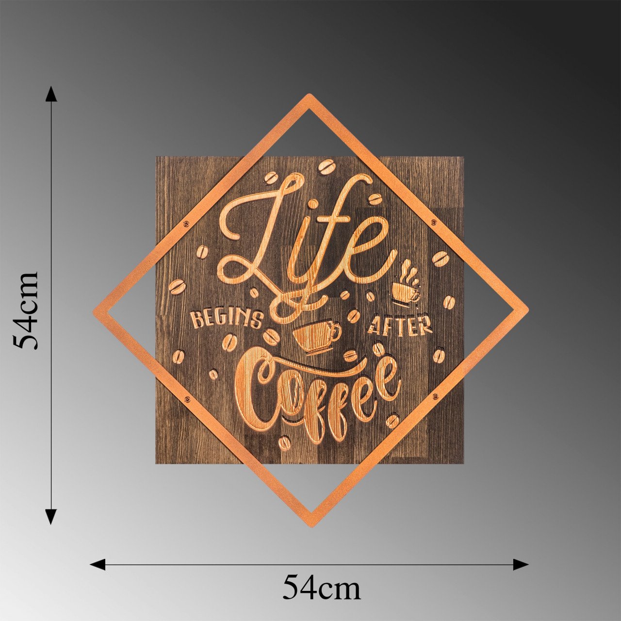 Poze Accesoriu decorativ de perete din lemn - Life begins after coffee